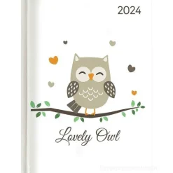 Agenda 12 mesi settimanale 2024 Ladytimer Lovely Owl cm 10,7x15,2