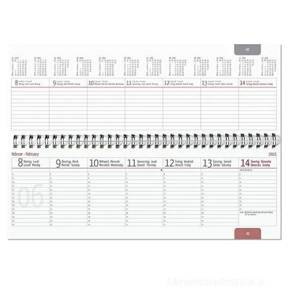 Agenda planner 12 mesi settimanale da tavolo 2022 Red