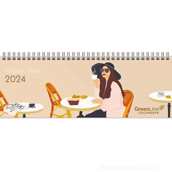 Agenda settimanale da scrivania 2024 GreenLine Happy Vibes cm 29,7x10,5