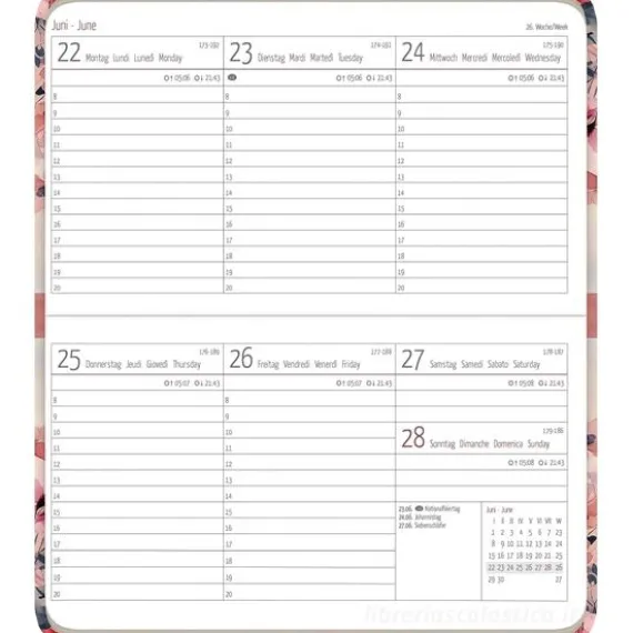 Agenda settimanale 12 mesi 2026 Ladytimer Pad Flower Field cm 15,6x9