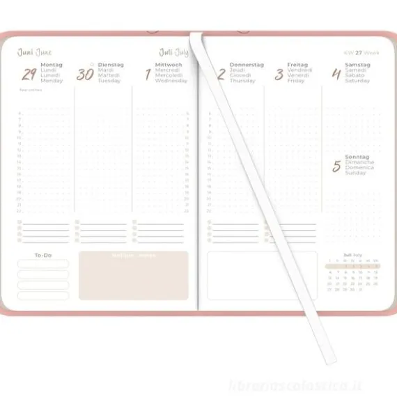 Agenda settimanale 12 mesi 2026 Lady Journal Deluxe Salmon cm 10,7x15,2