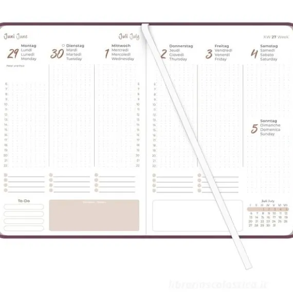 Agenda settimanale 12 mesi 2026 Lady Journal Grande Deluxe Purple cm 15x21