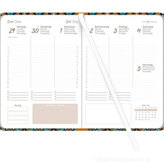 Agenda settimanale 12 mesi 2026 Lady Journal Oriental Pattern cm 10,7x15,2