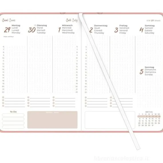 Agenda settimanale 12 mesi 2026 Lady Journal Grande Deluxe Salmon cm 15x21