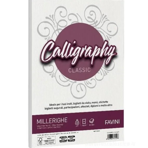 Album 50 fogli bianchi ruvidi formato A4 200 gr Calligraphy Millerighe