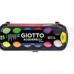 Astuccio acquerelli Giotto 12 colori fluo con pennello