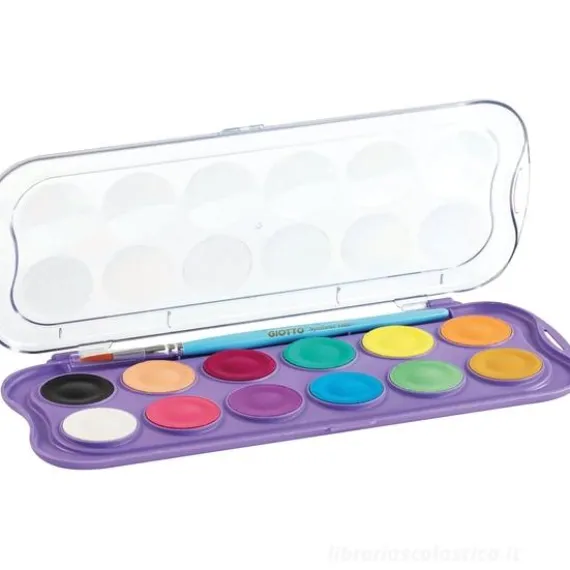 Astuccio acquerelli Giotto 12 colori Candy Collection con pennello