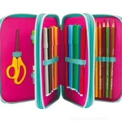 Astuccio completo triplo scomparto GoPop Flamingo