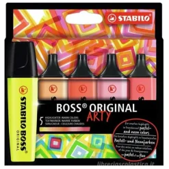Astuccio 5 evidenziatori Stabilo Boss Original Arty colori caldi