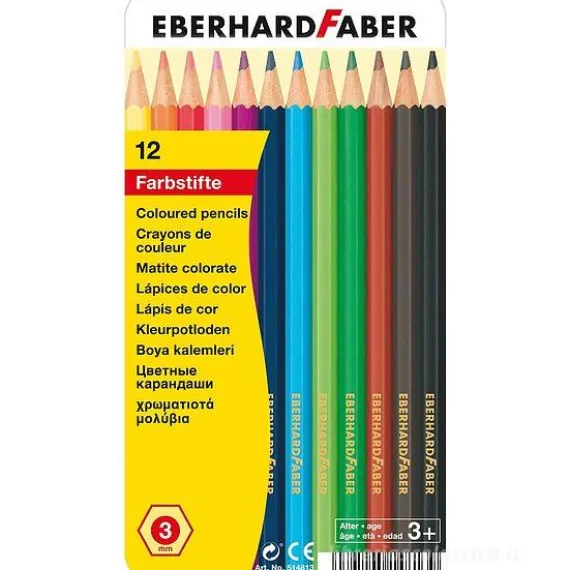 Astuccio in metallo con 12 matite colorate esagonali