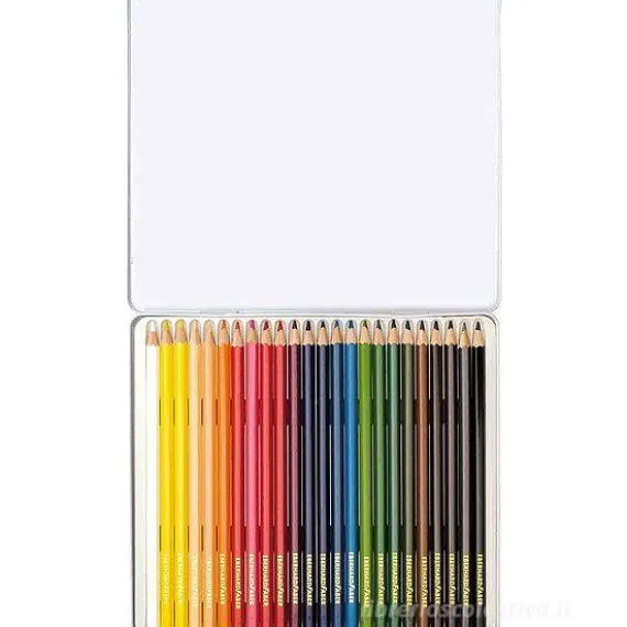 Astuccio in metallo con 24 matite colorate esagonali