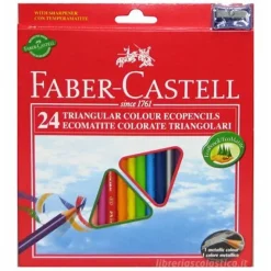 Astuccio 24 matite colorate a sezione triangolare Eco con temperino e mina extra resistente