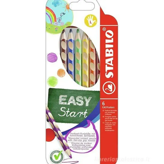 Astuccio 6 matite colorate ergonomiche per mancini Easy Start