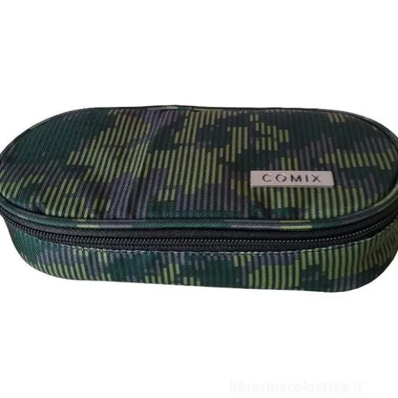 Astuccio ovale organizzato Comix All Over. Verde mimetico