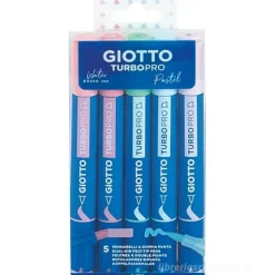 Astuccio 5 pennarelli a doppia punta Giotto Turbo Pro colori pastello