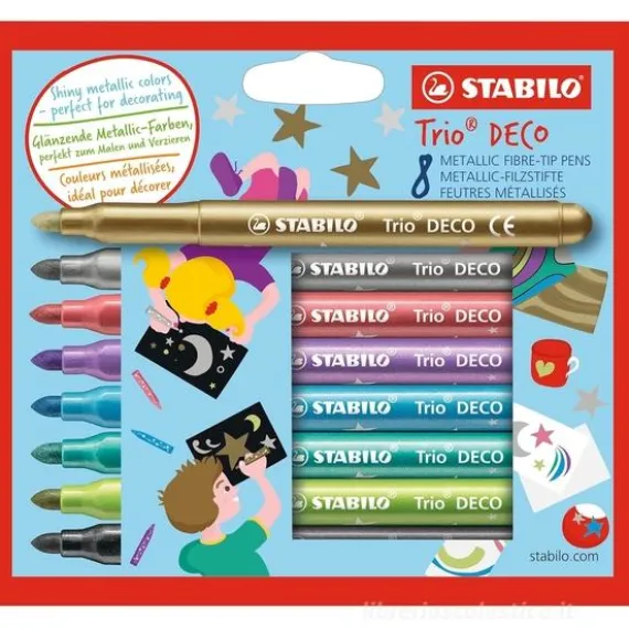 Astuccio 8 pennarelli metallizzati Trio Deco