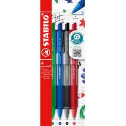Astuccio 4 penne a sfera a scatto Pointball Colorful