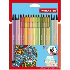 Astuccio 18 penne colorate Stabilo Pen 68