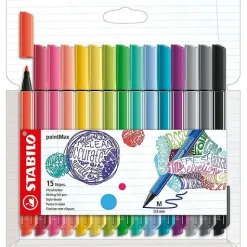 Astuccio 15 penne colorate Stabilo Pointmax
