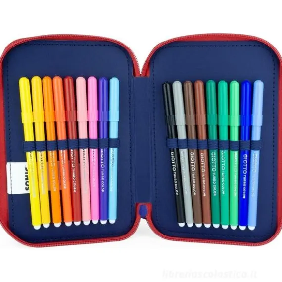 Astuccio Sonic organizzato 3zip Cerdà Scuole elementari e medie con Patch PU
