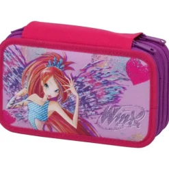 Astuccio triplo scomparto Winx completo con 43 pezzi