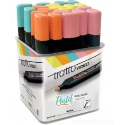 Barattolo 20 evidenziatori Tratto Video colori pastello