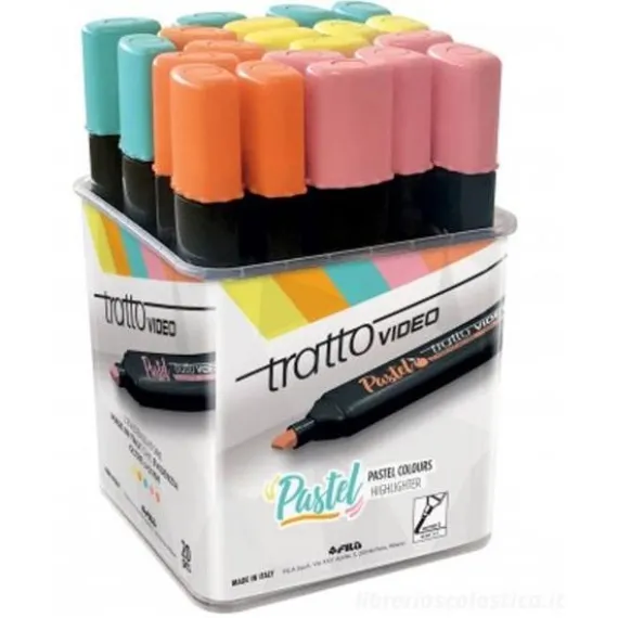 Barattolo 20 evidenziatori Tratto Video colori pastello
