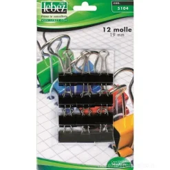 Blister 12 mollette fermacarte in metallo 19 mm