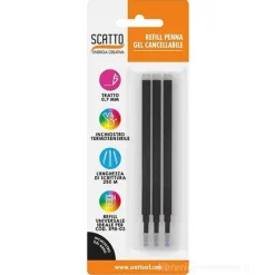 Blister 3 refill per penna a gel tratto 0,7 mm colore nero