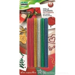 Blister 12 stick colla a caldo glitter 100x7,2 mm