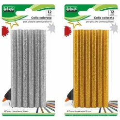 Blister 12 stick colla a caldo oro argento 100x7,2 mm