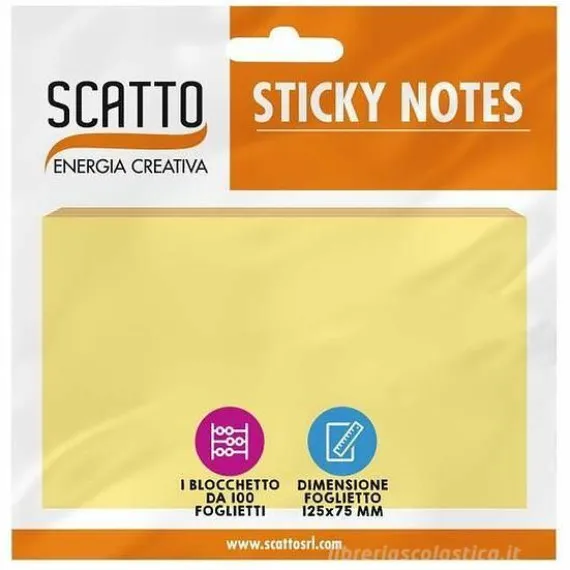 Blocchetto 100 fogli adesivi gialli Sticky Notes mm 125x75