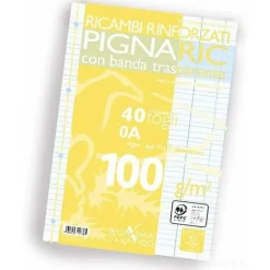 Blocco 40 fogli ricambio rinforzati A4 PignaRic rigatura 0A 1° e 2° elementare
