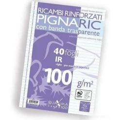 Blocco 40 fogli ricambio rinforzati A4 PignaRic a righe 1R