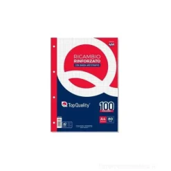 Blocco 40 fogli ricambio rinforzati A4 a quadretti 4 mm