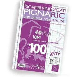 Blocco 40 fogli ricambio rinforzati A4 PignaRic a quadretti 1 cm