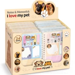 Blocco note 30 fogli + 180 segna pagina adesivi riposizionabili I love my pet (soggetti assortiti)