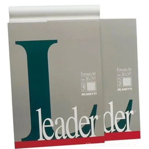 Block-notes collato 90 fogli bianchi A4 Leader