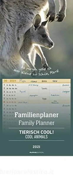 Calendario 2021 Family Planner Cool Animals 21x45