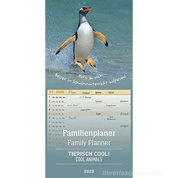 Calendario 2020 Family Planner Cool Animals 21x45 cm