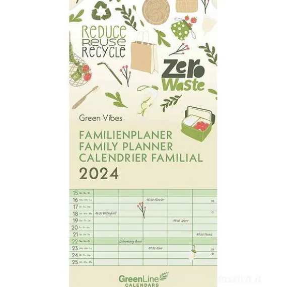 Calendario Family Planner 2024 GreenLine Green Vibes cm 22x45