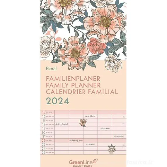 Calendario Family Planner 2024 GreenLine Floral cm 22x45