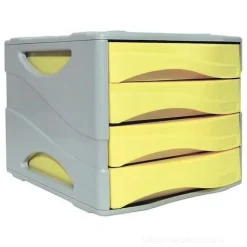 Cassettiera porta documenti 4 cassetti grigio giallo