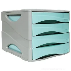 Cassettiera porta documenti 4 cassetti grigio azzurro