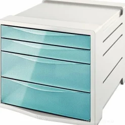 Cassettiera porta documenti 4 cassetti Colour'Ice azzurro