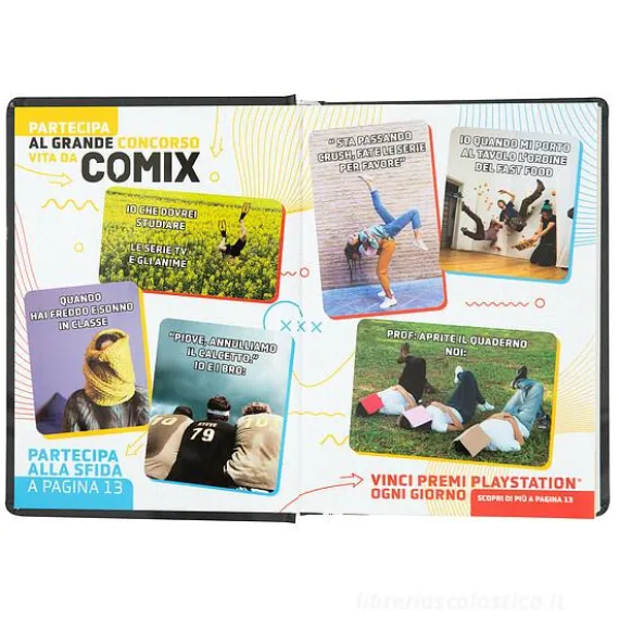 Comix 2023-2024. Agenda 16 mesi standard. Nero e bianco (Cervello)