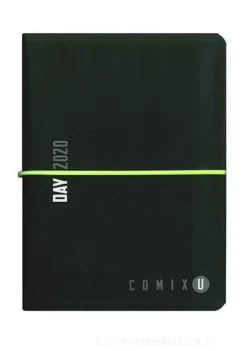 Comix U Day 2020. Agenda 12 mesi mini. Nero elastico giallo
