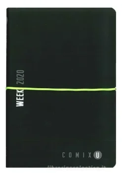 Comix U Week 2020. Agenda 12 mesi medium. Nero elastico giallo