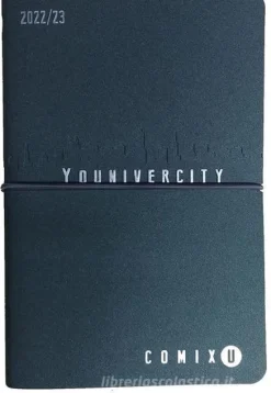 Comix U Younivercity Medium Agenda 2022/2023 settimanale 13 mesi. Grigio verde metallizzato