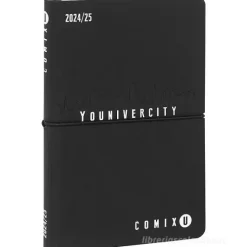 Comix U Younivercity Medium Agenda 2024-2025 settimanale 13 mesi. Nero e bianco
